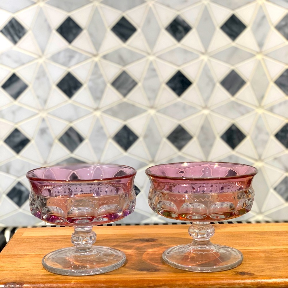 Indiana Glass Kings Crown Thumbprint Coupe Glasses (4)